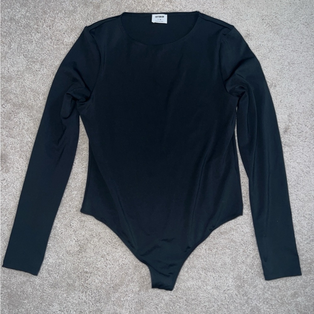 Cotton on black long sleeve thong bodysuit